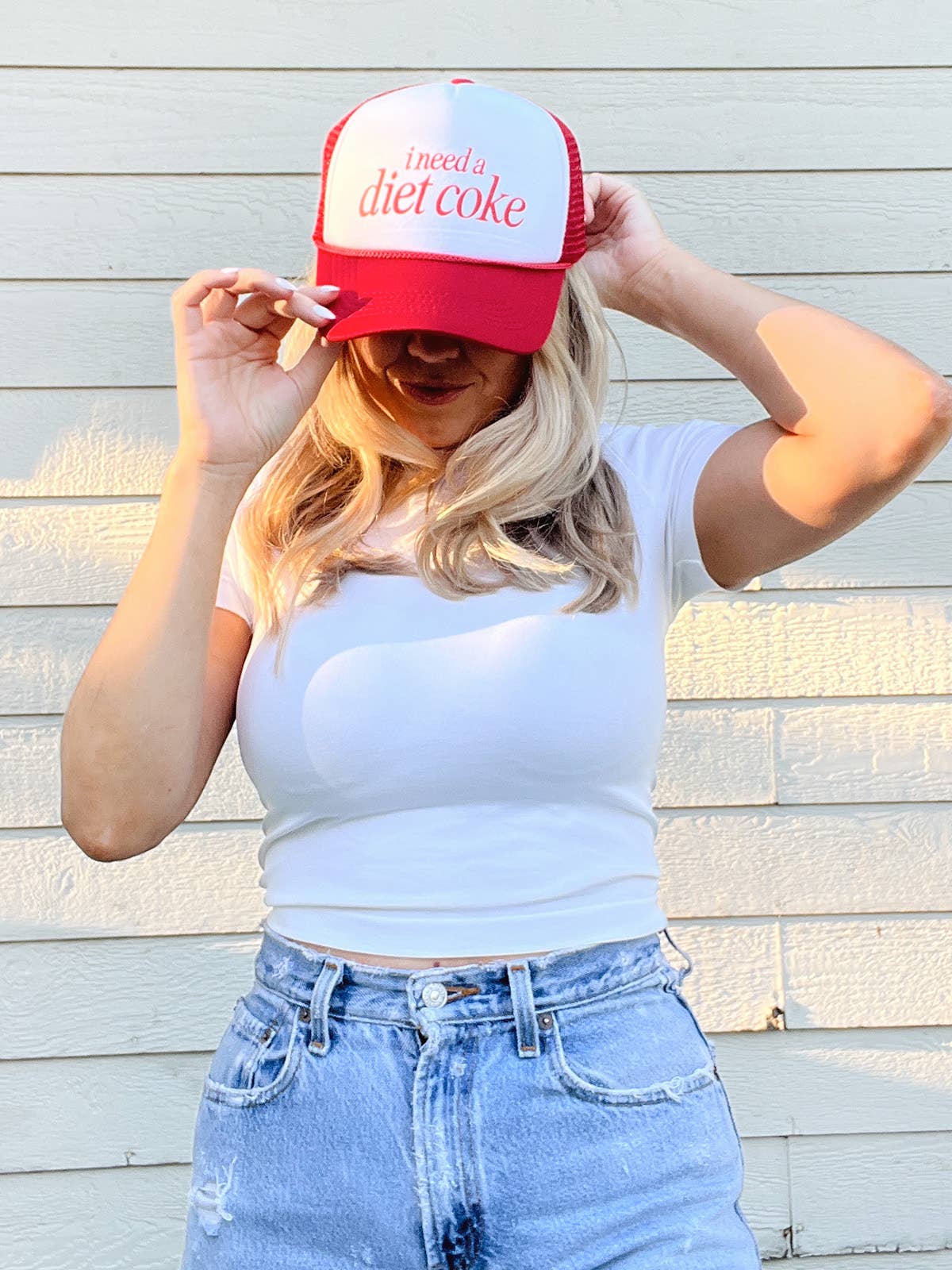 I Need a Diet Coke Trucker Hat - Red & White - Savedra James