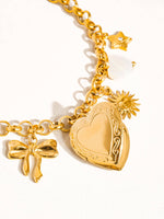 Eydn 18K Non-Tarnish Heart Locket Charm Bracelet - Savedra James