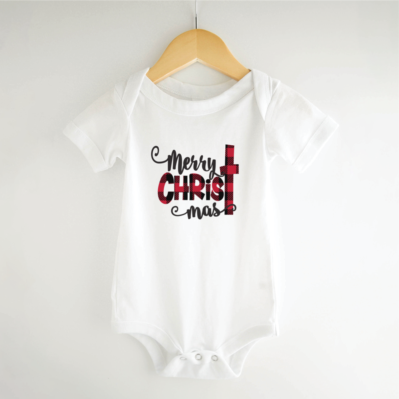 Buffalo Plaid Christmas Onesie for Baby, Matching Outfits