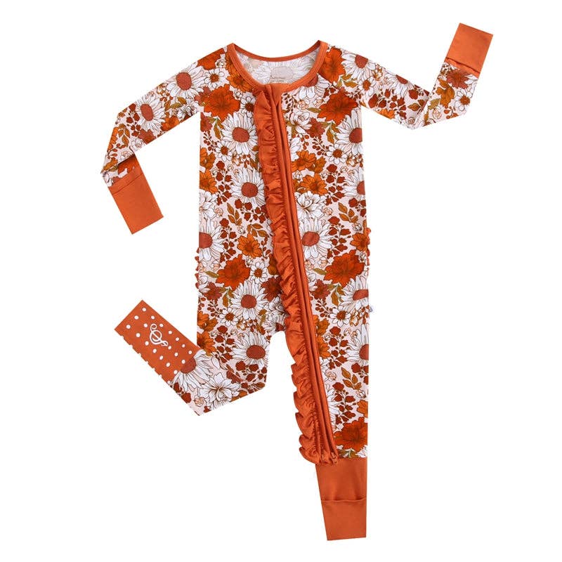Falling For Florals Ruffle Romper Baby Bamboo Pajamas - Savedra James