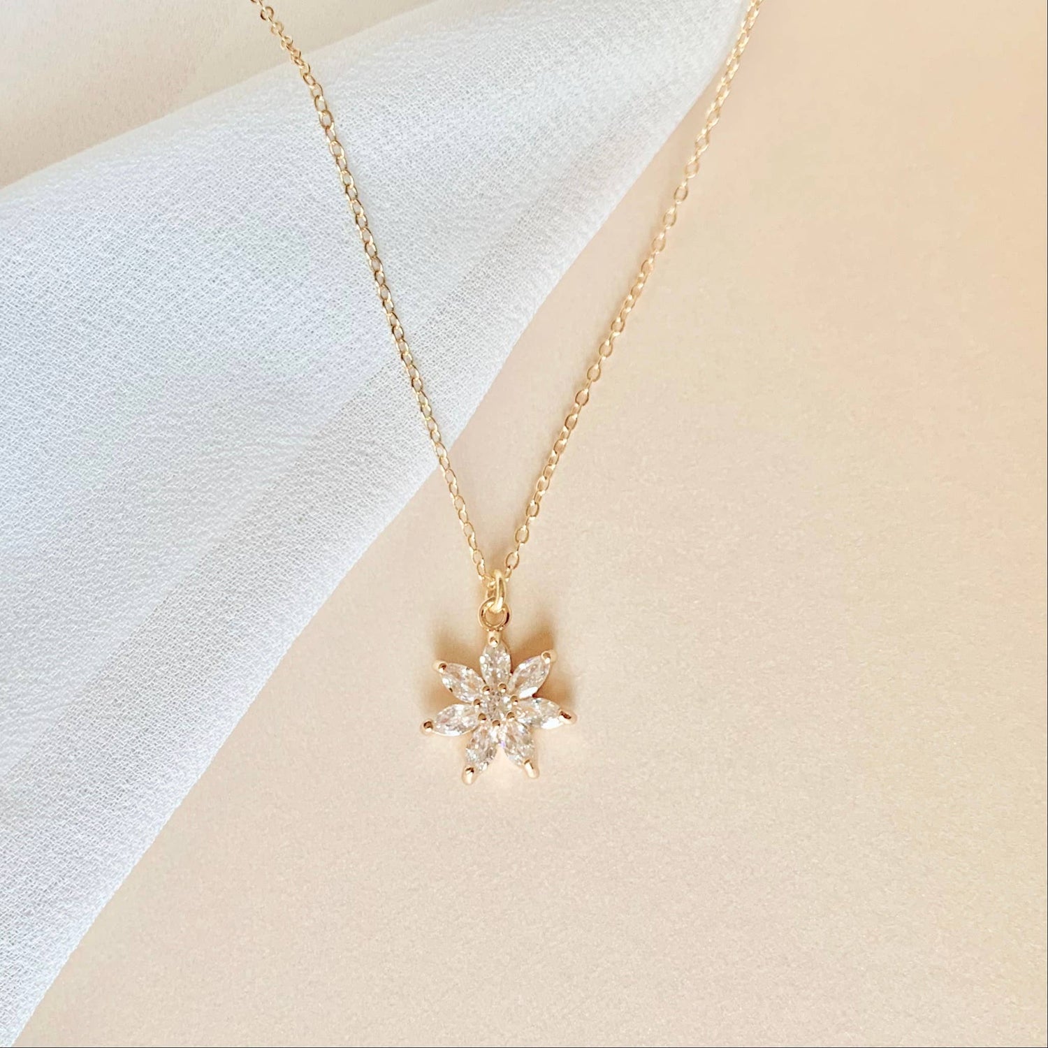 CRYSTAL FLOWER NECKLACE | gold | diamond flower necklace - Savedra James
