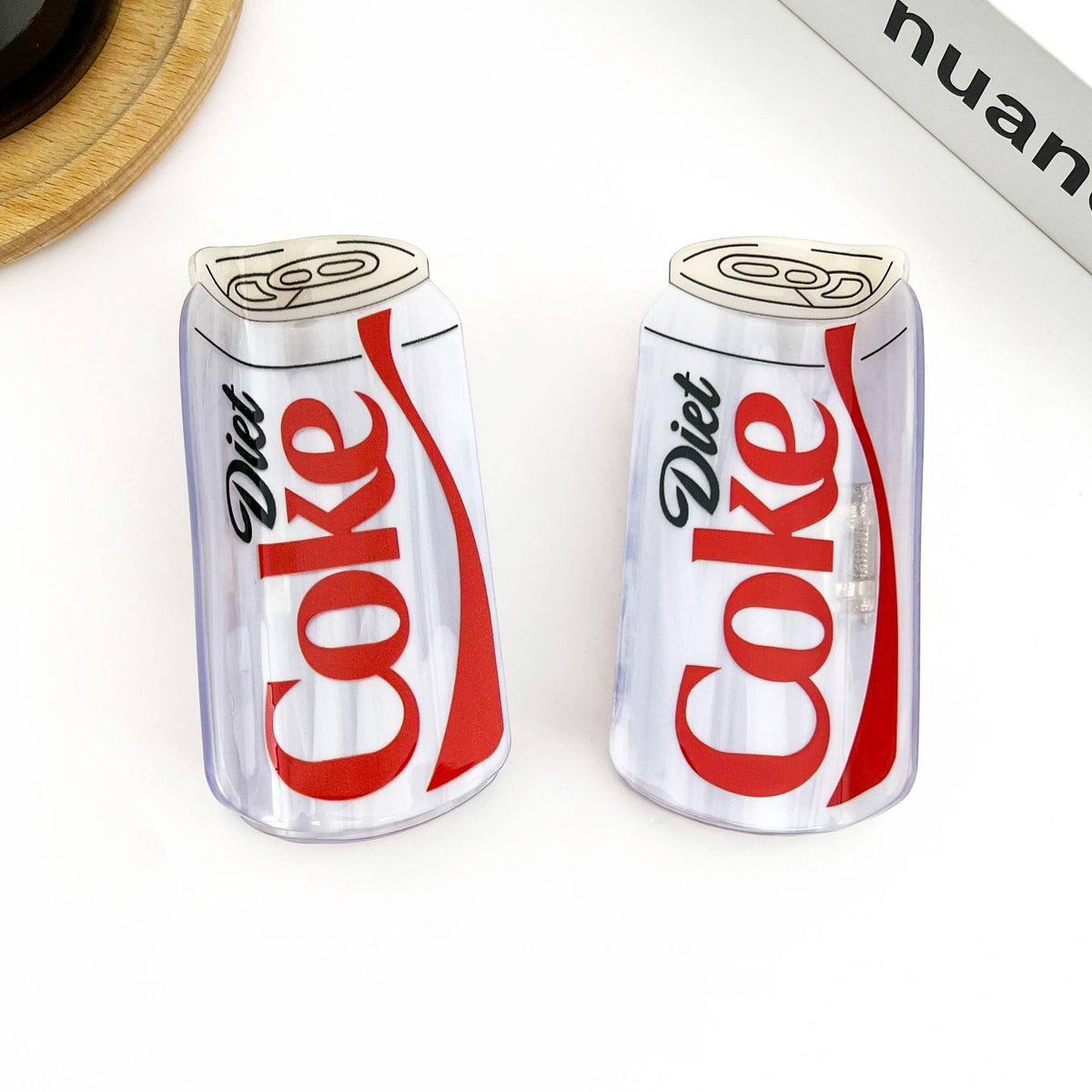 Diet cola hair claw clip shaped like a soda can, stylish acetate hair accessory for trendy hairstyles.