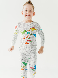 Dinosaur Coloring Pajamas 2 piece set made from Bamboo