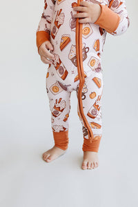 Holiday Bamboo Baby Clothing Zip Romper | Pumpkin Spice