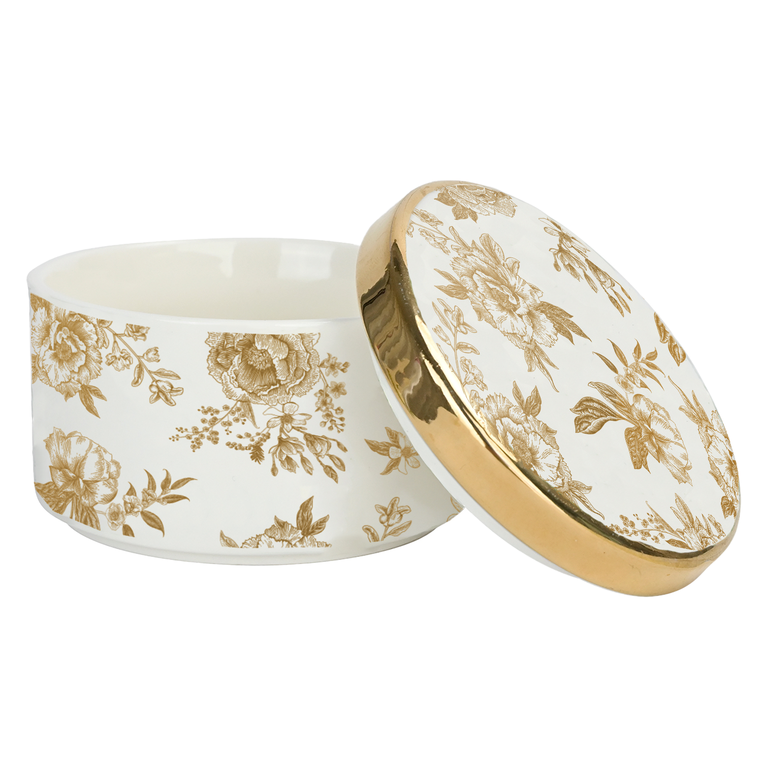Gold Delft Trinket Dish with Lid - Home Decor & Gifts