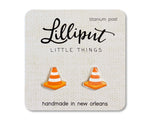 Traffic Cone Earrings // Orange Construction Cone - Savedra James