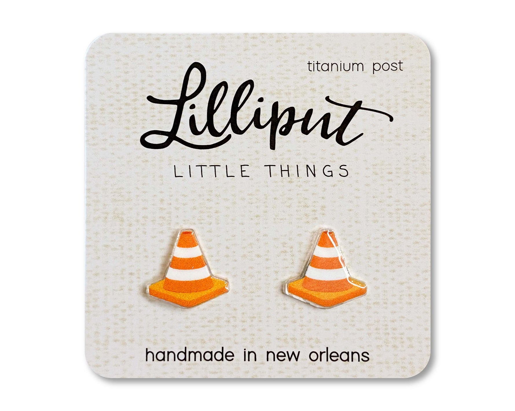 Traffic Cone Earrings // Orange Construction Cone - Savedra James