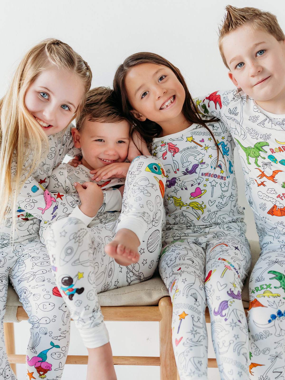 Unicorn Coloring Pajamas 2 piece set made from Bamboo