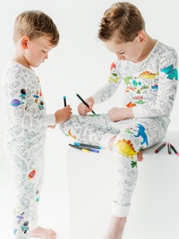 Dinosaur Coloring Pajamas 2 piece set made from Bamboo