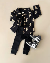 Baby & Kids Cotton Fall Shacket | Black Bolts