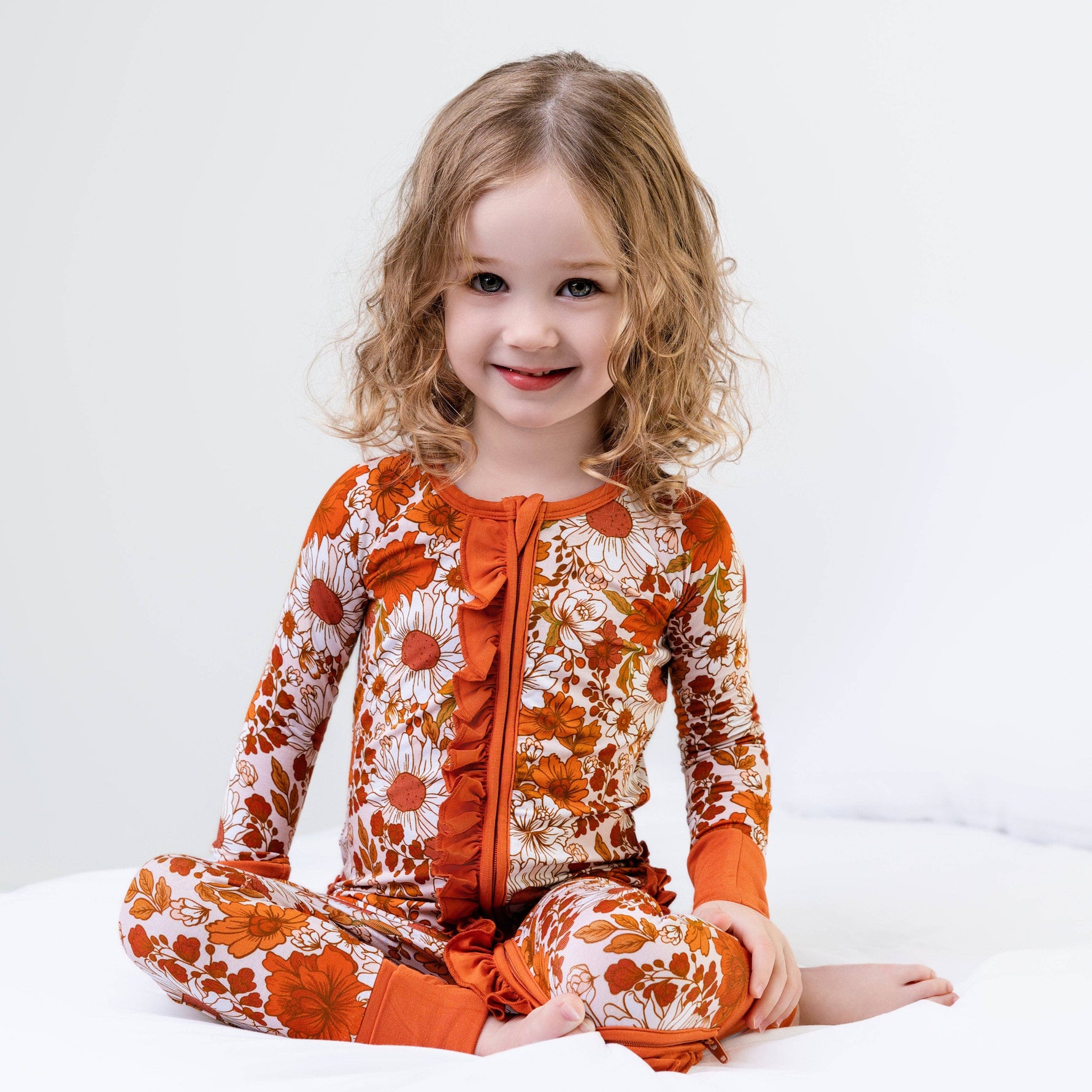 Falling For Florals Ruffle Romper Baby Bamboo Pajamas - Savedra James