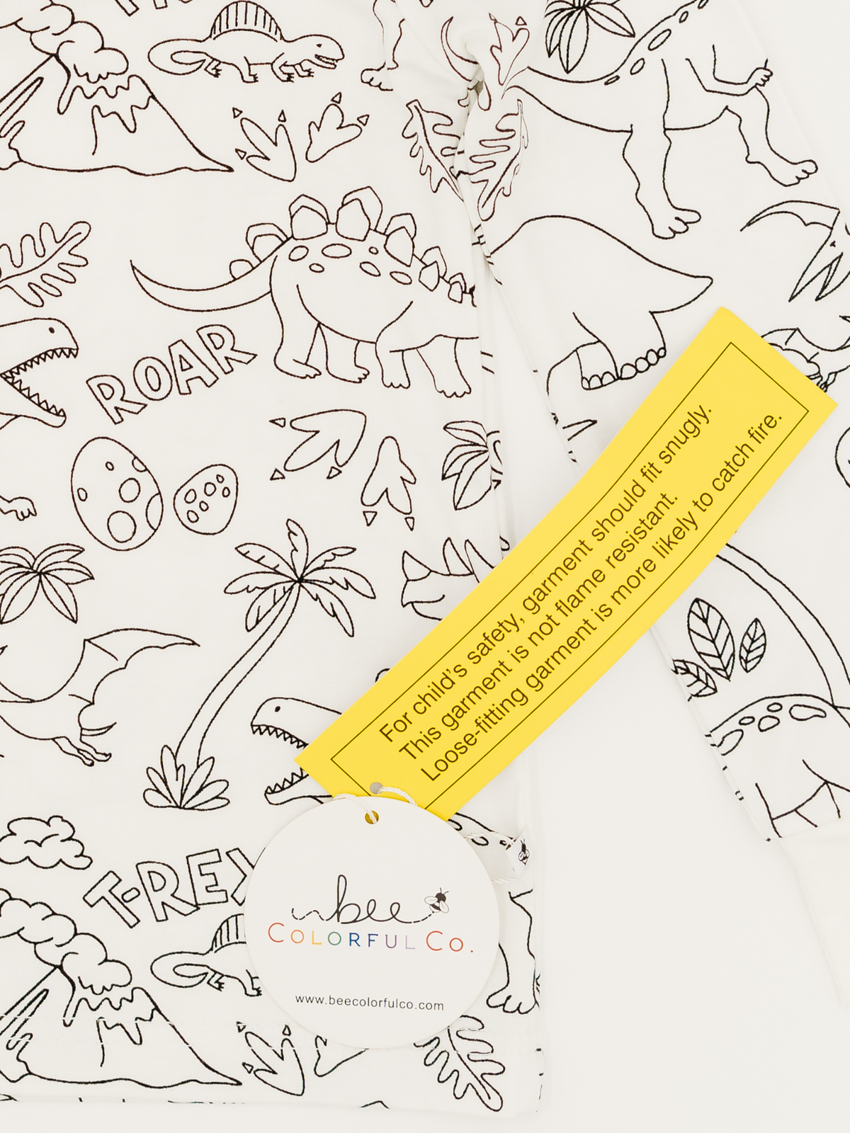 Dinosaur Coloring Pajamas 2 piece set made from Bamboo