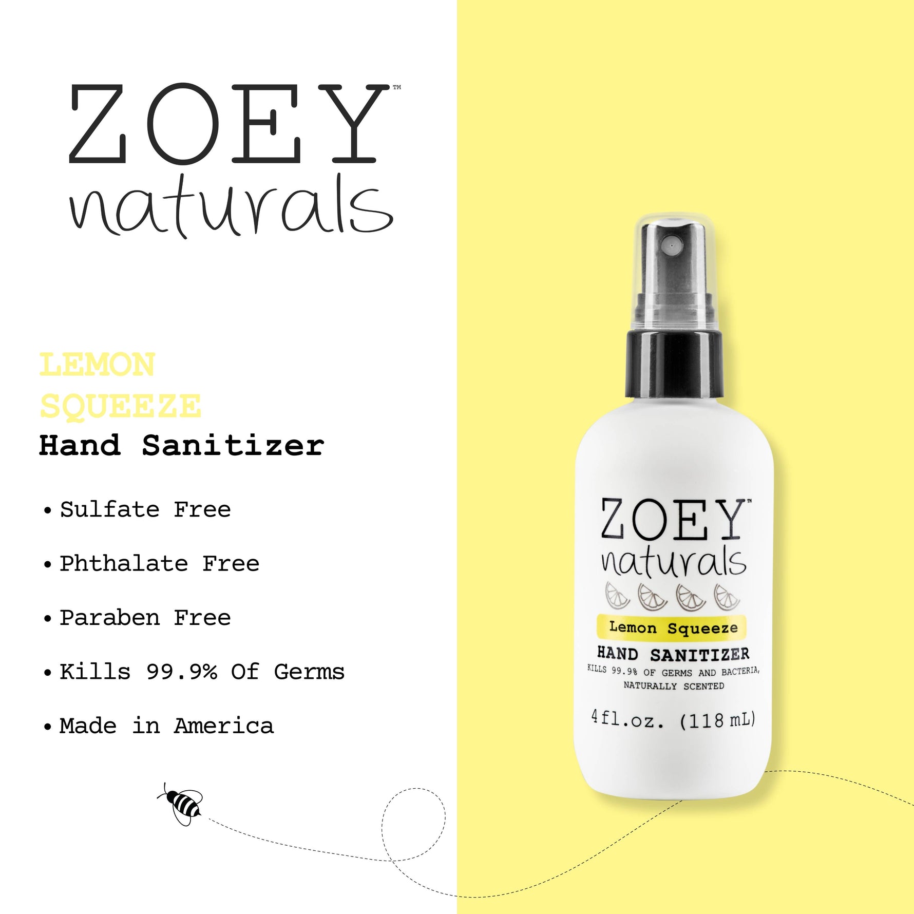 Lemon Squeeze Hand Sanitizer  - 4oz - Savedra James