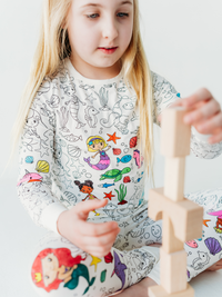 Mermaid Coloring Pajamas 2 piece set made from Bamboo