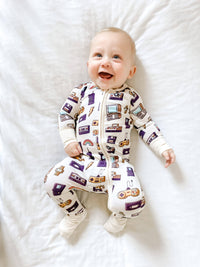 90's Retro Baby Bamboo Zipper Romper Pajamas