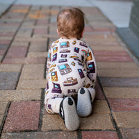 90's Retro Baby Bamboo Zipper Romper Pajamas