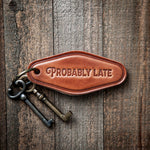 motel style leather keychain