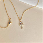 CRYSTAL CROSS NECKLACE | gold | diamond cross necklace - Savedra James