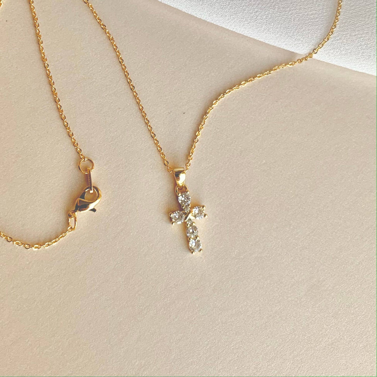 CRYSTAL CROSS NECKLACE | gold | diamond cross necklace - Savedra James